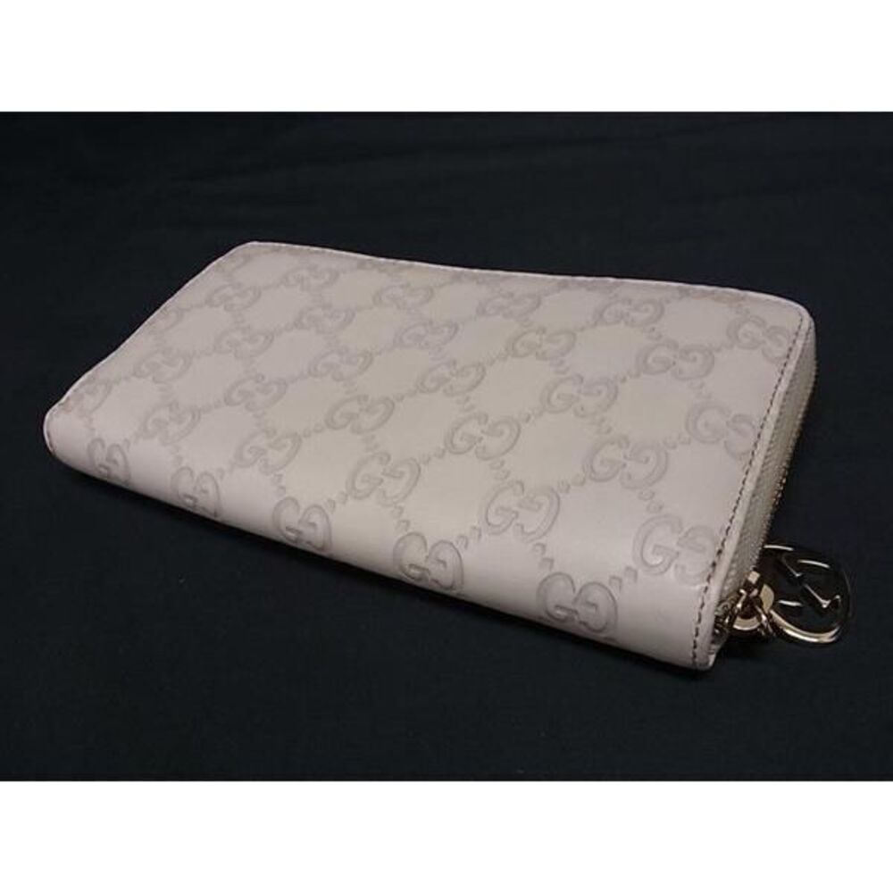 GUCCI Lovely Heart GG Guccissima Leather Round Zip Long Wallet Gray - Picture 2 of 5
